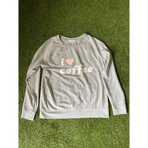 Grayson Threads Sweatshirt Womens Large Gray Graphic I Love Coffee Raglan Sleeve